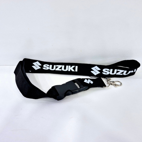 SUZUKI (чёрный/белый) Люкс / Брелок, шнурок для ключей на шею SUZUKI (Сузуки), ланъярд, крафт, чёрный/белый (1 шт)