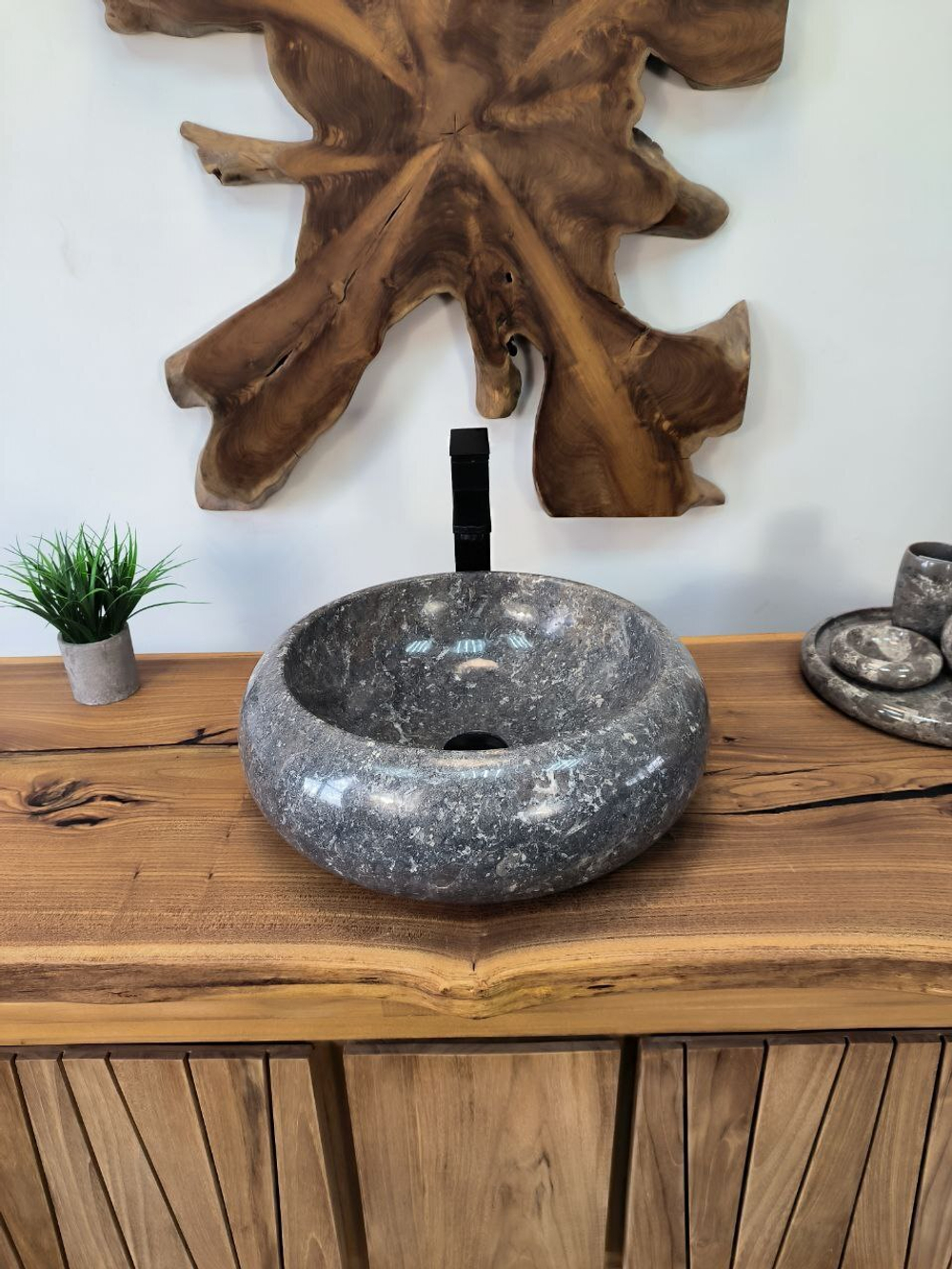 Раковина из мрамора Donut Grey DM-65868 45х45х15 из натурального камня