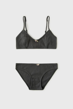 ZARA КОМПЛЕКТ ИЗ ТОПА И ТРУСОВ Z3D, АНТРАЦИТОВЫЙ