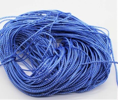 Шнур люрекс, ш. 3 мм, тёмно-голубой с серебром