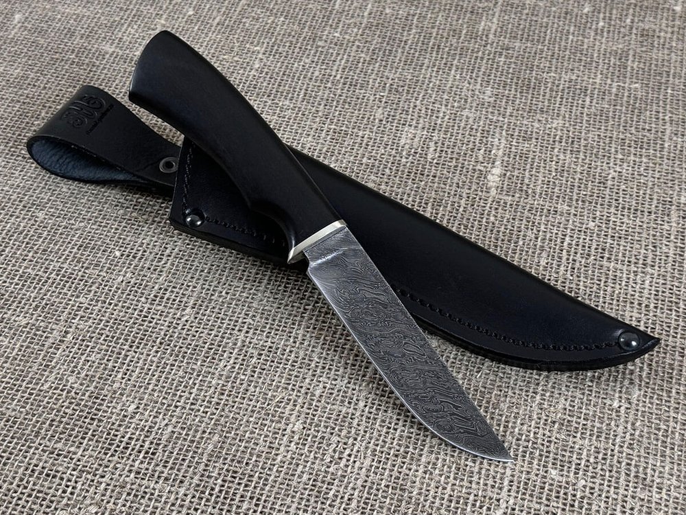 Нож "Мангуст", дамасская сталь, рукоять черный граб мореный