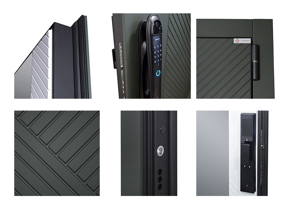 Стальная дверь "Санторини" с зеркалом (биометрический замок).