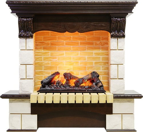 Каминокомплект Pierre Luxe угловой - Темный дуб / Шампань (Высота 1035мм) с очагом Cassette 600 NH