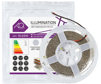 Лента светодиодная 2835, 180 LED/м, 12V, 14,4W/м, 10 мм, IP20, нейтральный белый, AQ (15.0018)
