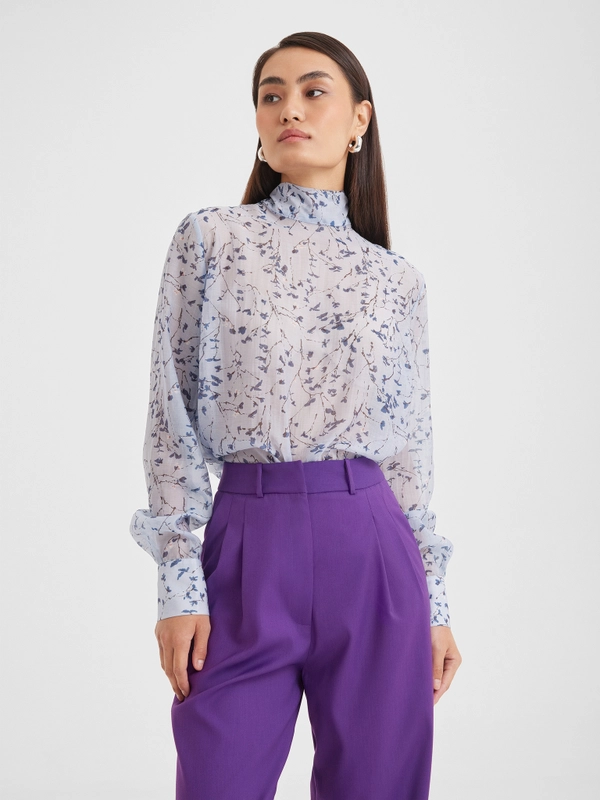 Блуза-органза голубая