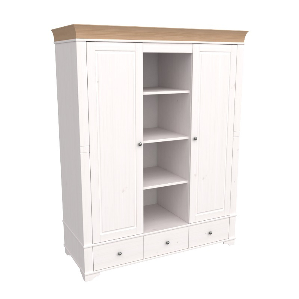 Шкаф с 2-мя глухими дверями и полками «Бейли» белый воск/антик