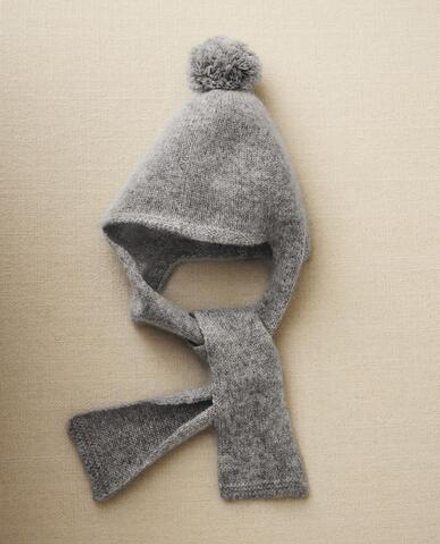 ZARA HOME КАШЕМИРОВАЯ ШАПКА С ШАРФОМ, СЕРЫЙ