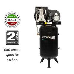 WDK-92760 Компрессор поршневой вертикальный с ременным приводом, 606 л/мин, 4 КВт, 380 В, ресивер 270 л