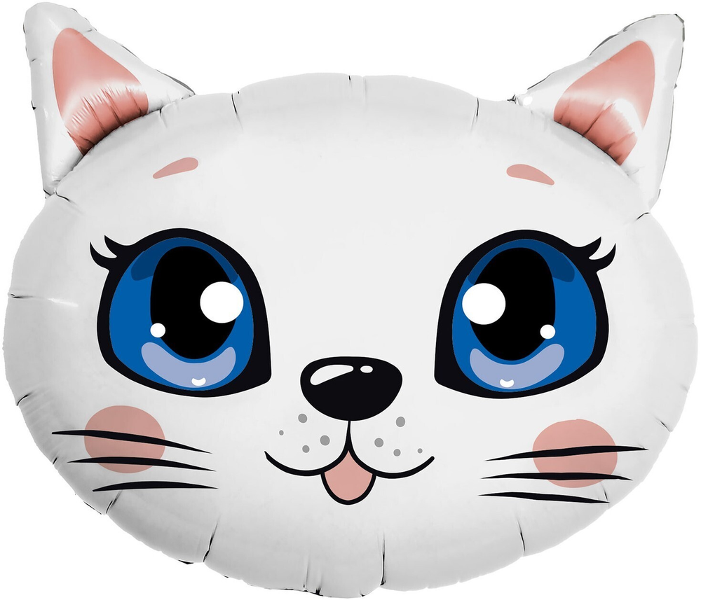 Шар (25""/64 см) Фигура, Белая кошечка, Б41 шт. в уп НАДУТАЯ ГЕЛИЕМ