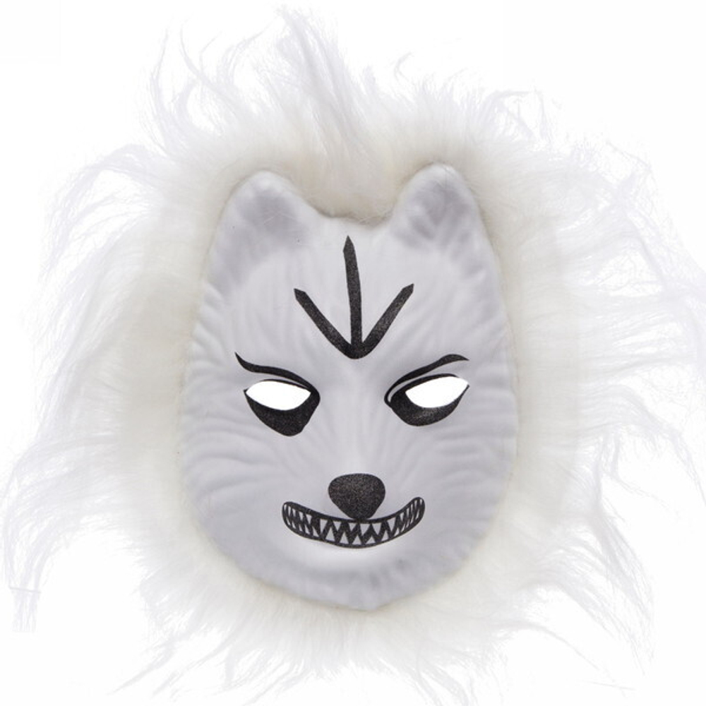Маска «Белый лис» с мехом
