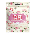 Губка-салфетка ГОЛУБУШКА "Супервпитывающая" 15х15см, 3 шт целлюлоза