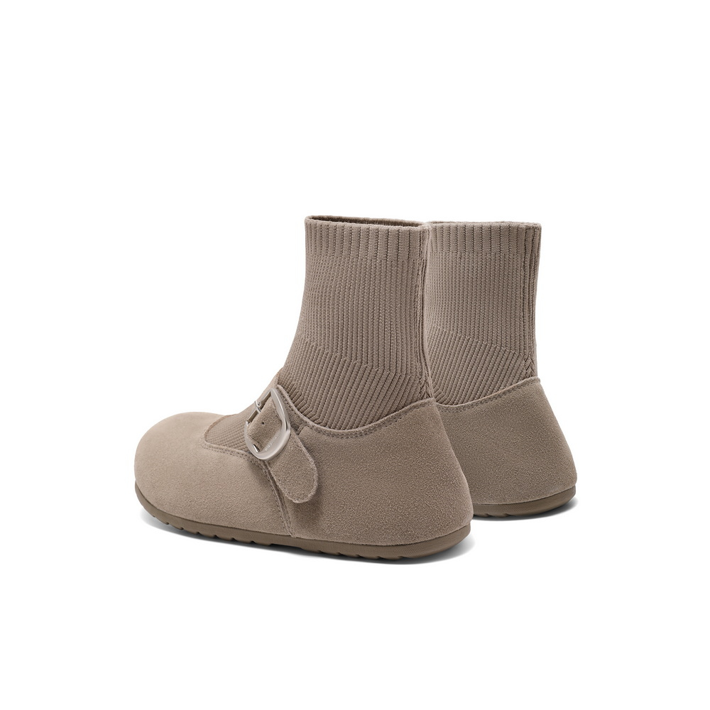 BELLE Cow Split Leather Ankle Boots 3cm Women"s Gray