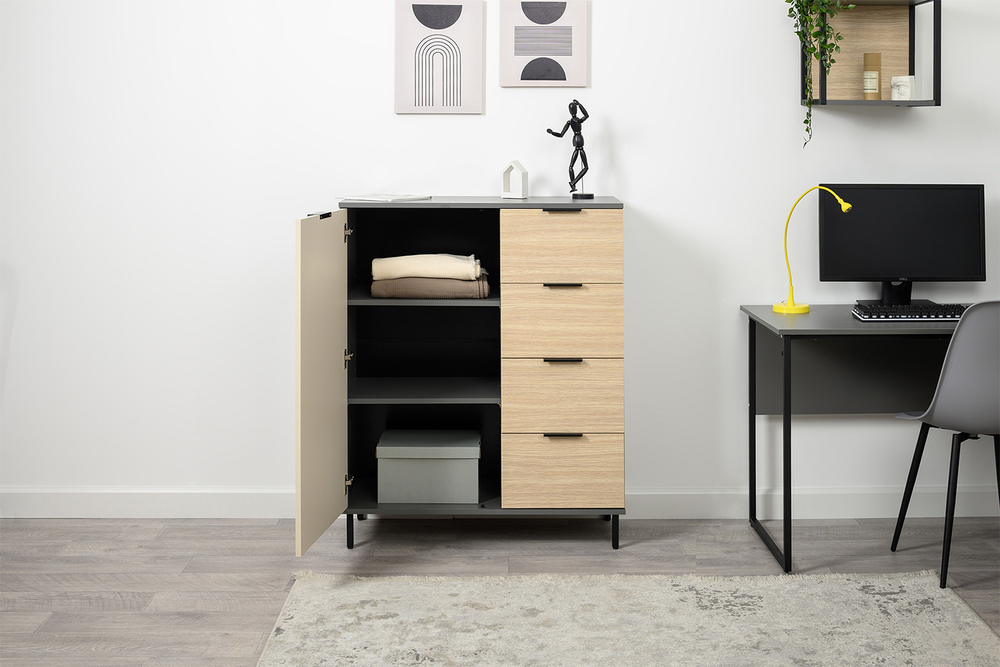 Комод Марвэл 16.234.01, Темно-серый, Сатин, Плэйн