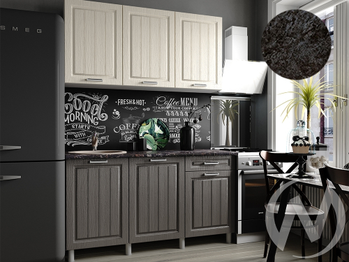 Кухня Лаура 1.5м (корпус белый/клен кремовый; клен серый) 26мм кастилло темный