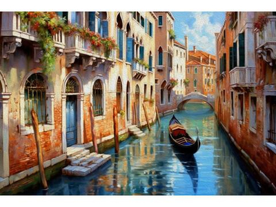 Алмазная мозаика 30х40см. "Тихое утро Венеции" блест. с полн.заполнен.на подрам. (Арт. НД-0509)