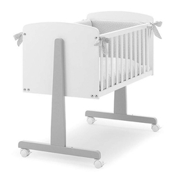 Колыбель Erbesi Ninna и комплект постельного белья Stelline Звездочки белый/серый