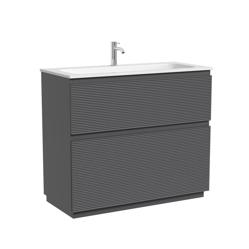 Тумба напольная SANCOS Folk Floor 995х445х850, c двумя ящиками оснащенными доводчиками, Grey soft, арт.FL100FGS