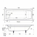 Ванна чугунная Delice Repos Comfort DLR220508RB-AS 170х70 белая с черными матовыми ручками