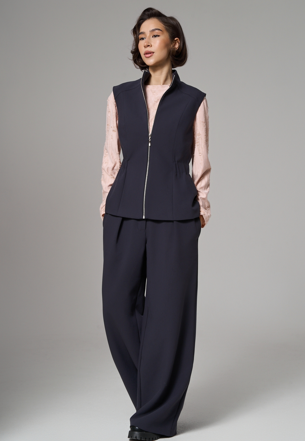 Брюки палаццо синие