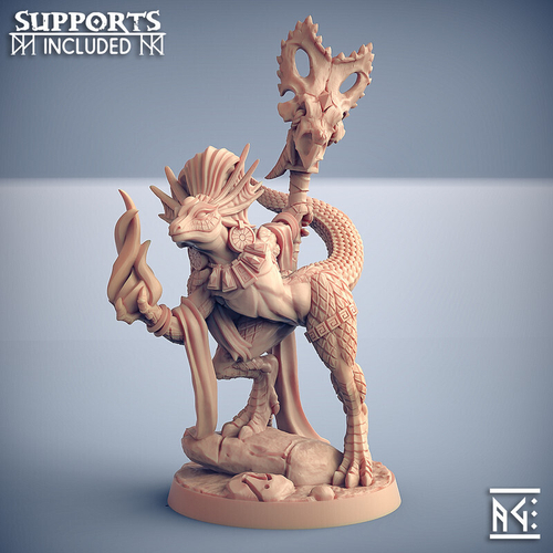 Людоящер Драконорождённый Друид Шаман Маг Волшебник миниатюра для dnd, днд, pathfinder, фентези, Настольная игра, НРИ, Варгейм, РПГ