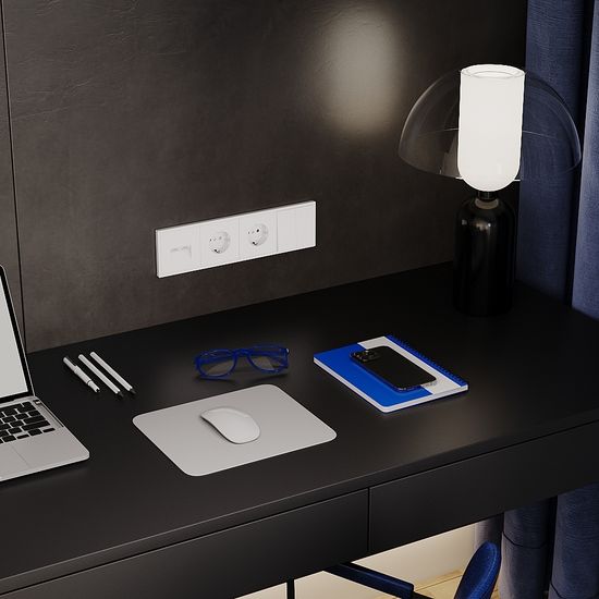 Выключатель встраиваемый VOLTUM S70 двухклавишный 10А, (белый матовый)