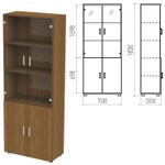 Шкаф закрытый со стеклом "Канц", 700х350х1830 мм