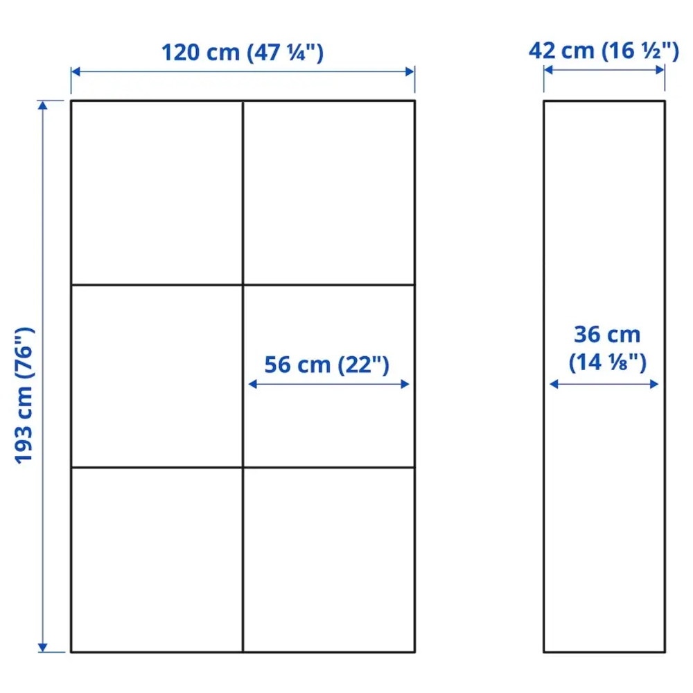 Книжный шкаф -  BESTÅ / BESTА IKEA/ БЕСТА/ БЕСТО ИКЕА, 120х42х193 см,   под беленый дуб