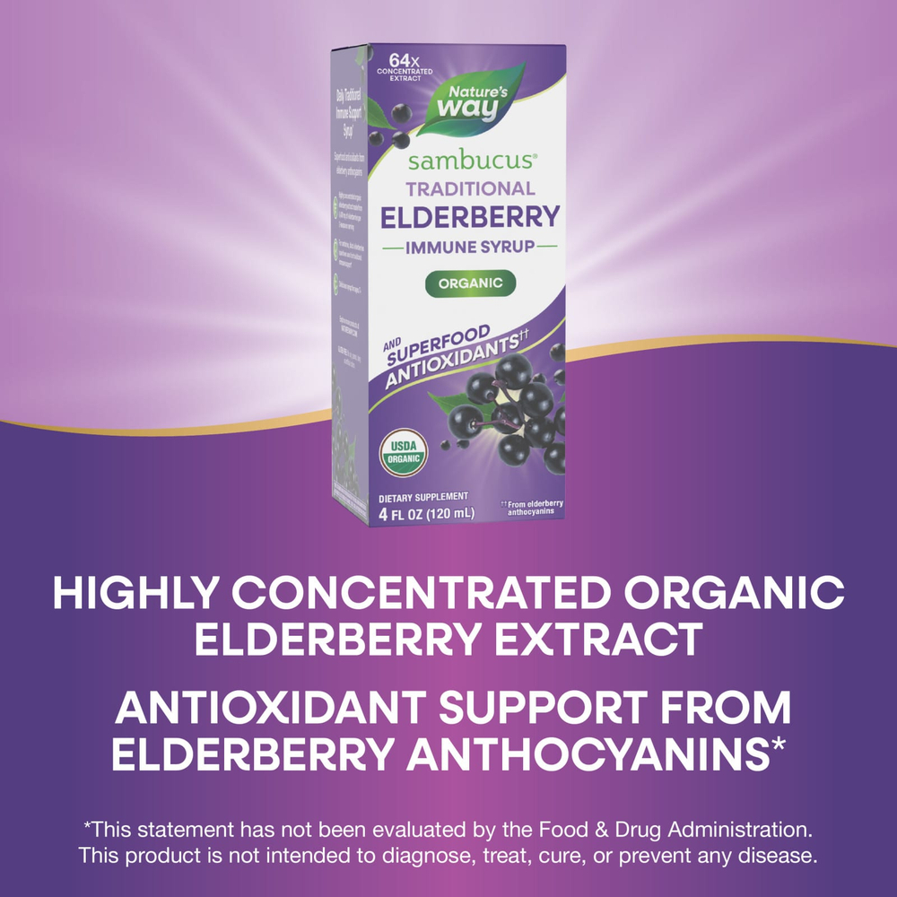 Nature's Way, Sambucus®, традиционный сироп для иммунитета, бузина, для детей от 7 лет, 120 мл (4 жидк. унции)