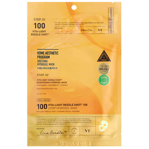 Осветляющая гидрогелевая маска с микроиглами VT Cosmetics Vita-Light Reedle Shot 100 2Step Hydrogel Mask