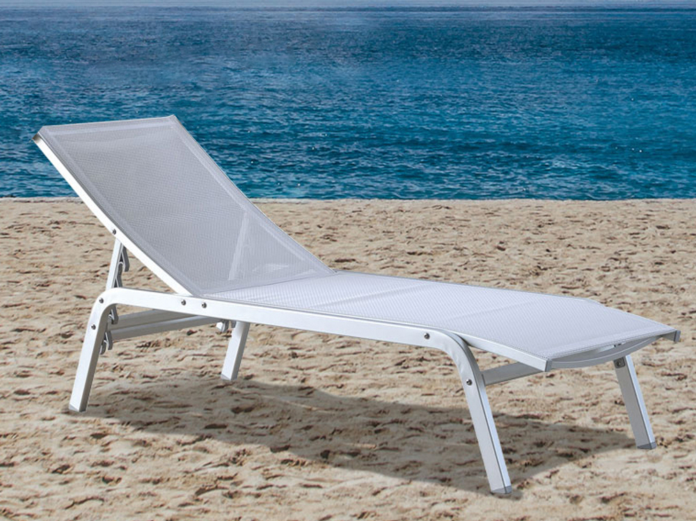 Шезлонг-лежак металлический Magnani Navy, серебристый