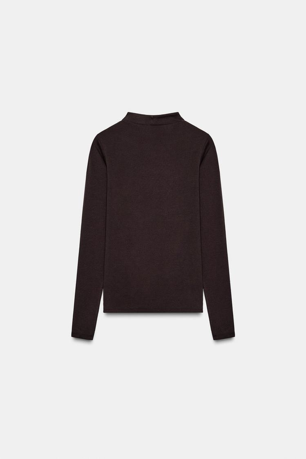 ZARA ФУТБОЛКА С ВЫСОКИМ ВОРОТНИКОМ, ШОКОЛАДНЫЙ