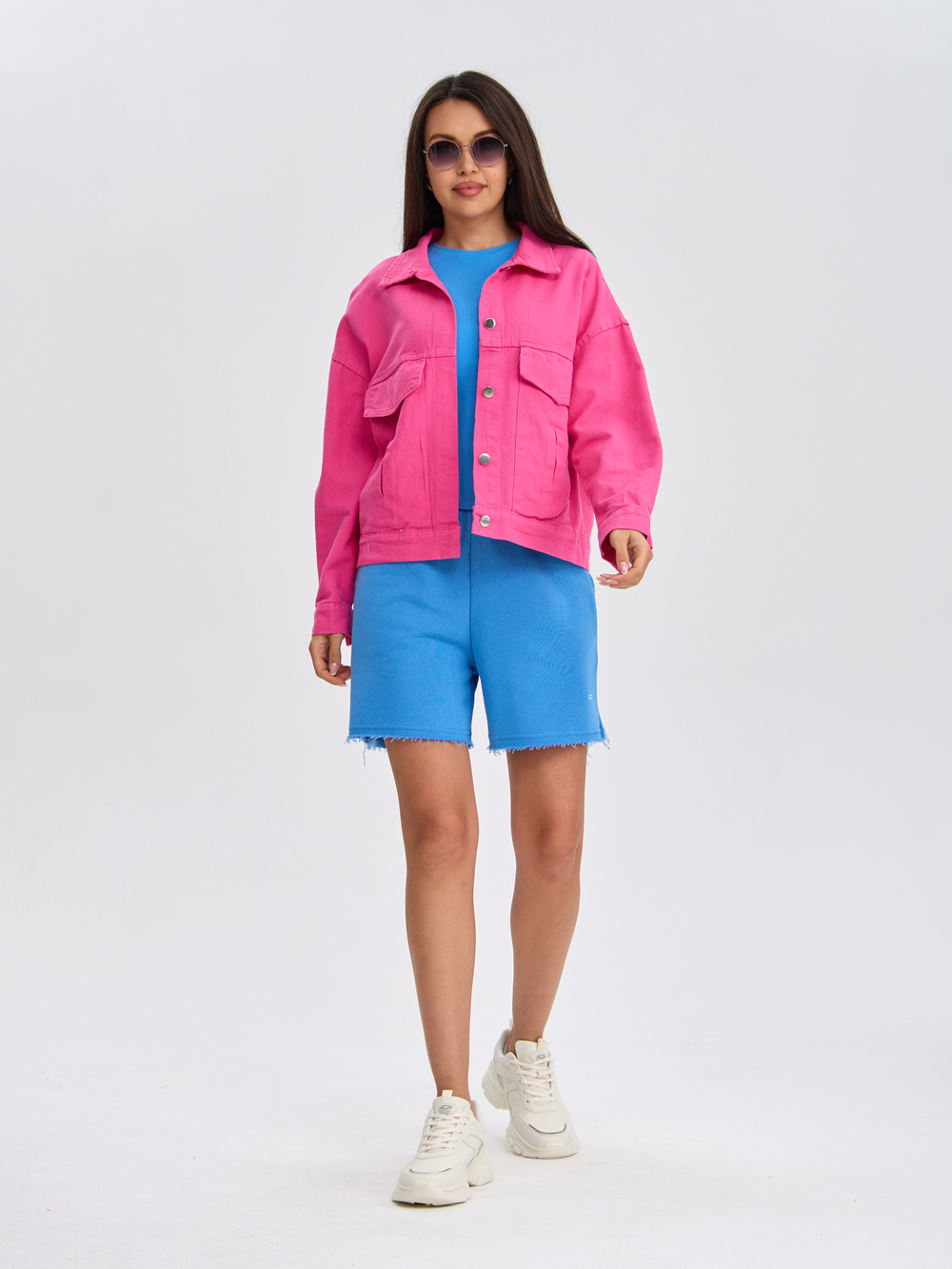 Джинсовая куртка женская розовая