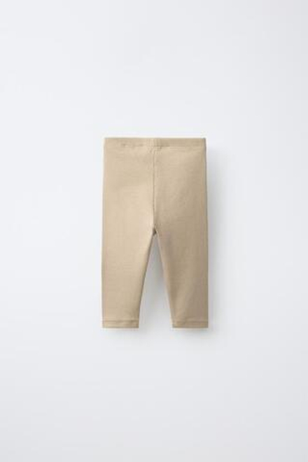 ZARA ЛЕГИНСЫ В РУБЧИК С НАШИВКОЙ, ПЕСОЧНЫЙ