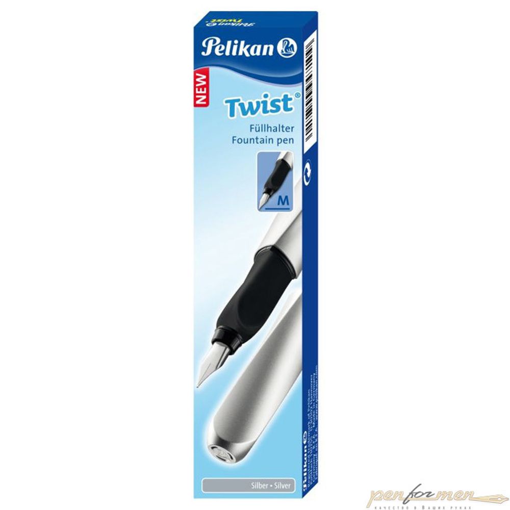 Перьевая ручка Pelikan Office Twist P457 серебристая с пером M (PL947101)