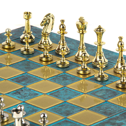 nan CLASSIC METAL CHESSШахматы классические Manopoulos Золотой / Серебряный / Бирюзовый