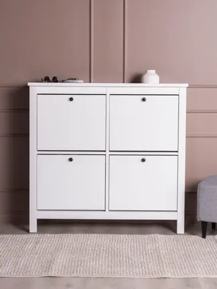 САГА тумба для обуви, 4 двери, 113х108 белая