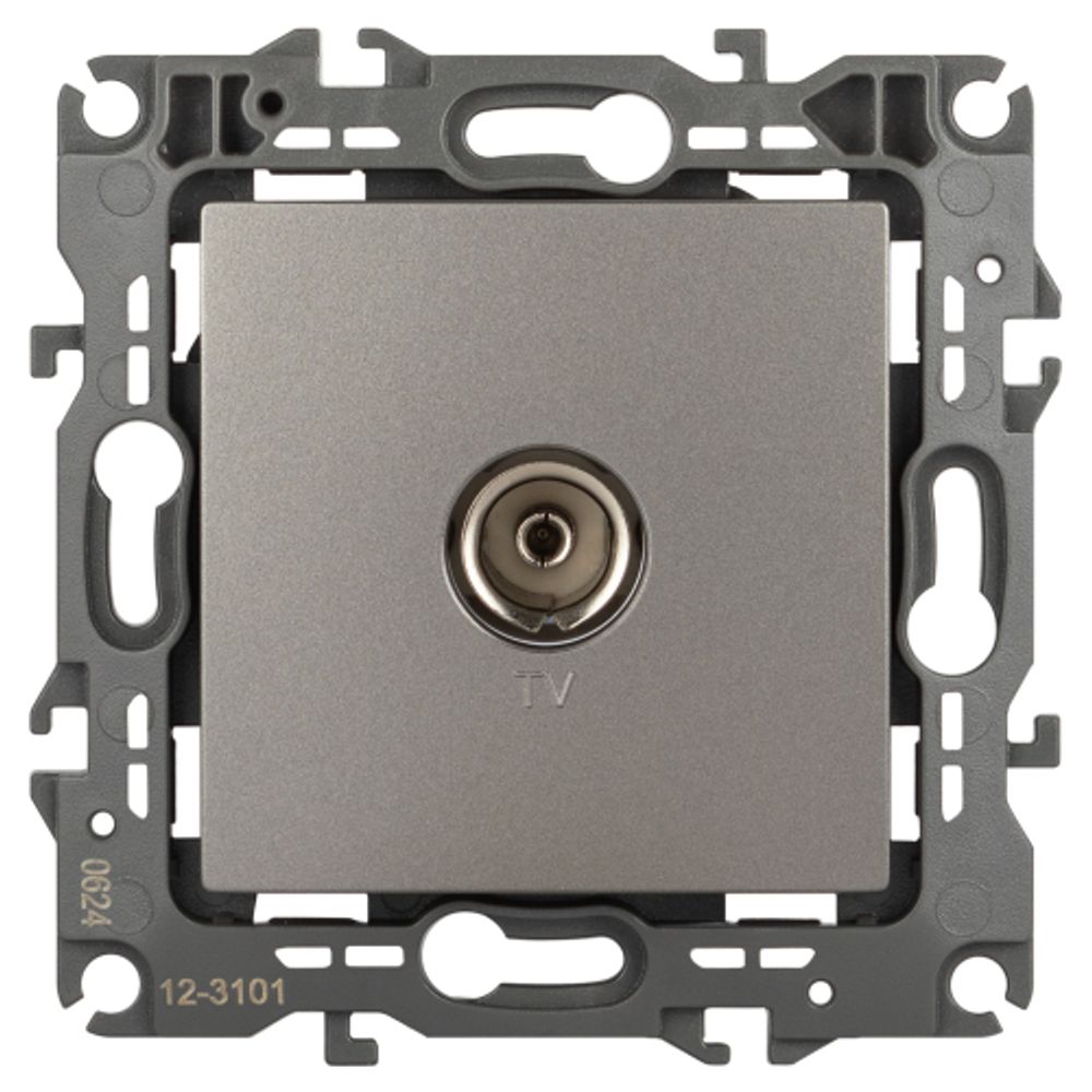Розетка ЭРА Серия 12 12-3101-16 TV одиночная, титан | ЭРА 12 Титан