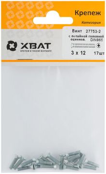 Винт с потайной головкой с полной резьбой оцинкованный DIN 965 3 х 12 (фасовка 17 шт.)