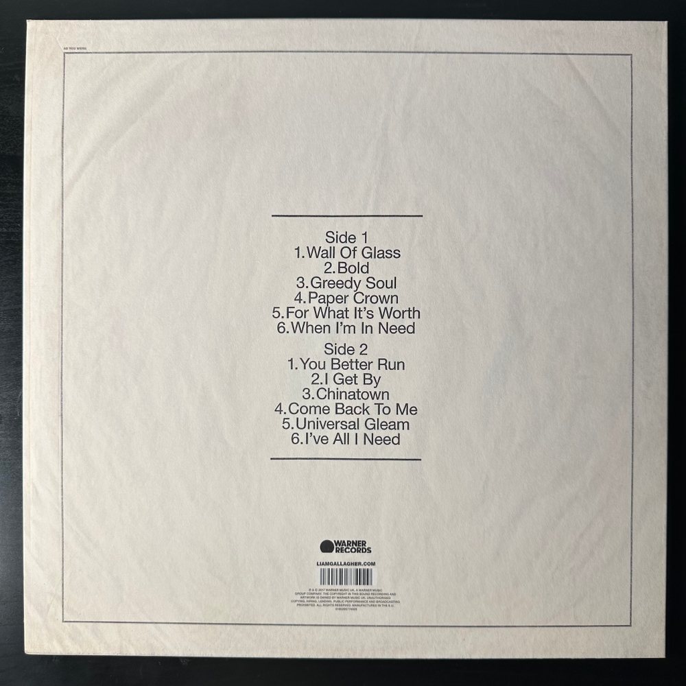 Liam Gallagher ‎– As You Were (Европа 2017г.)