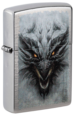 Зажигалка Zippo Dragon Design с покрытием Linen Weave, латунь/сталь, серебристая, 38x13x57 мм