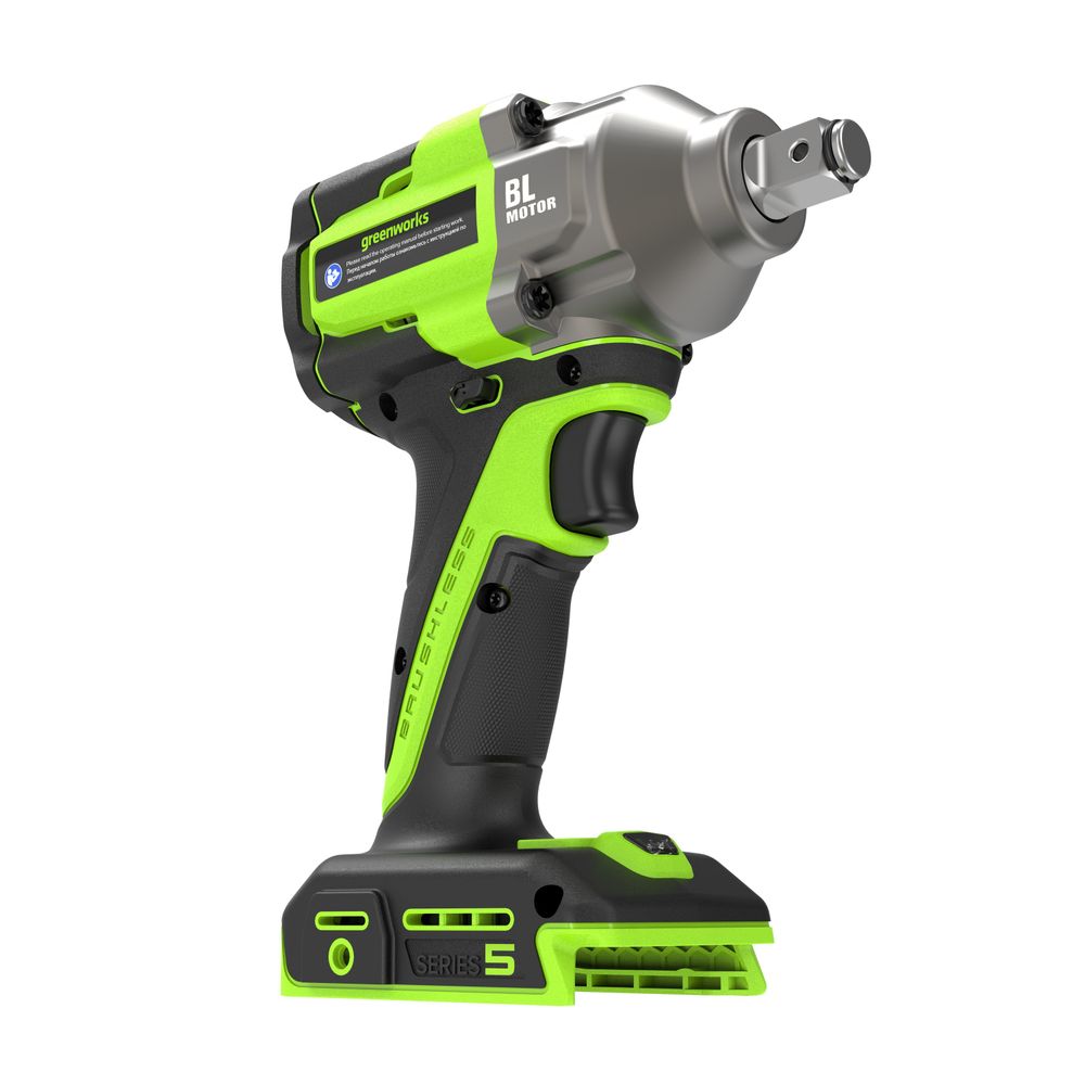 Гайковерт ударный акк. Greenworks IW5500, 24V, б/щет, 1/2'', 500Нм, 3 режима, без АКБ и ЗУ (3805007)