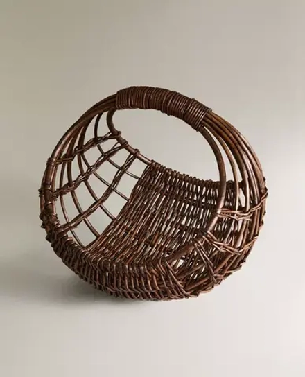 ZARA HOME КОРЗИНА ДЛЯ ХРАНЕНИЯ ИЗ РОТАНГА, КОРИЧНЕВЫЙ
