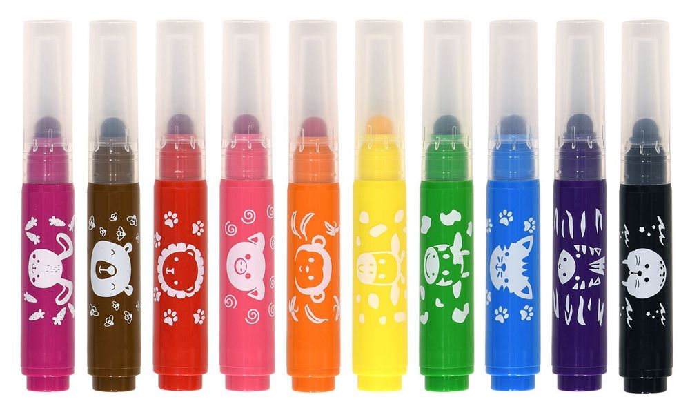 Фломастеры 10 цветов Каляка-Маляка Для малышей, принт, утолщённые