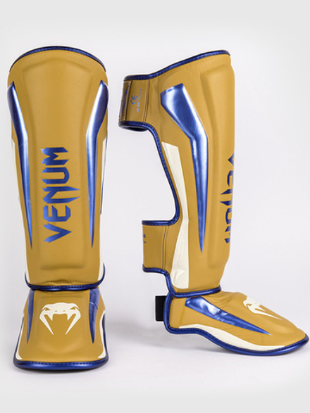 Щитки Venum Elite Mustard/Cream/Metalic Blue