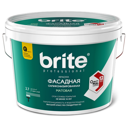 Краска BRITE PROFESSIONAL фасадная силиконизированная белая матовая база А