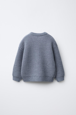ZARA СВИТЕР КРУПНОЙ ВЯЗКИ, ГОЛУБОЙ