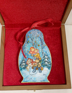 Сувенир "Матрешка" с росписью Палех в подарочном футляре