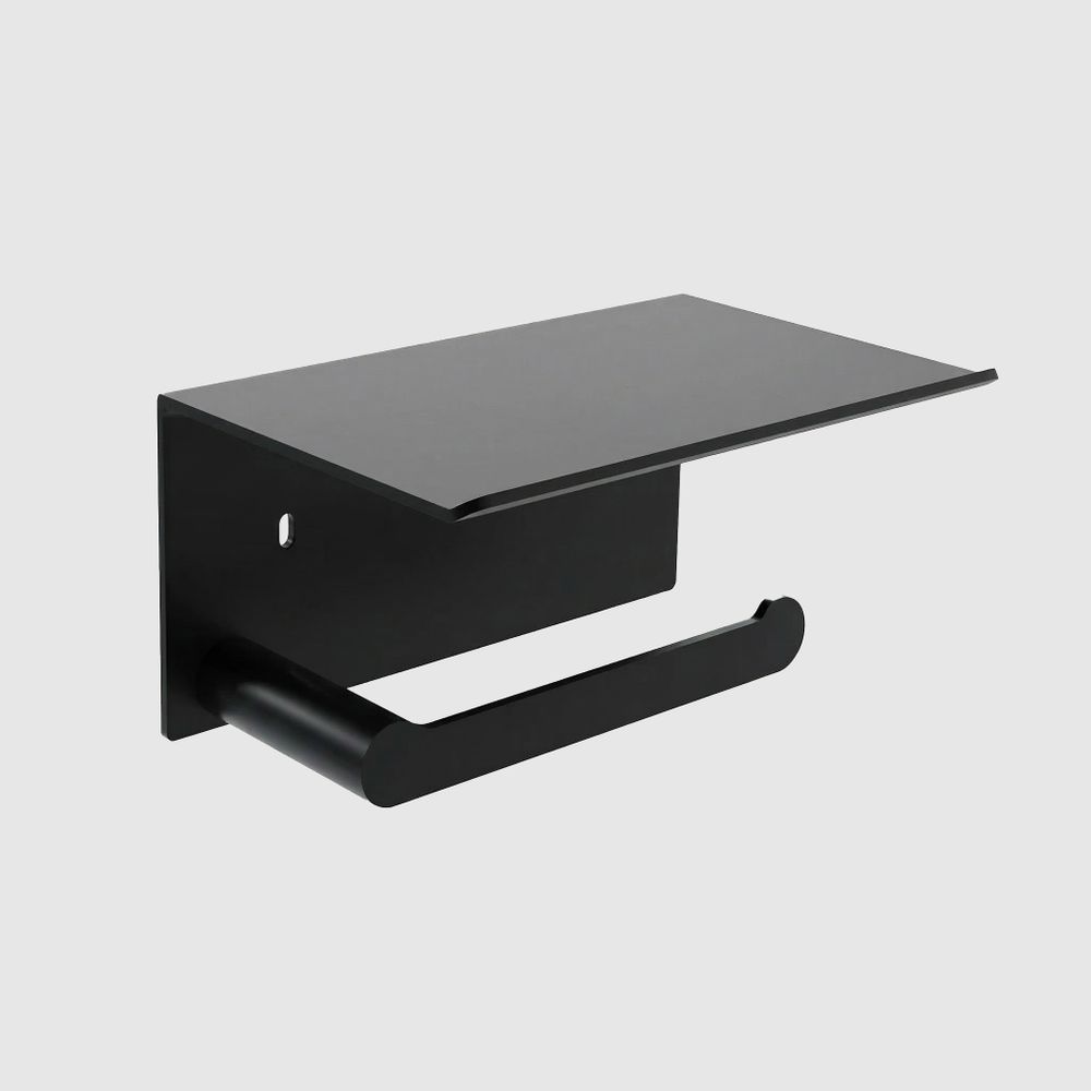 Держатель для туалетной бумаги с полочкой нерж. сталь VERONA 16876.N чёрный