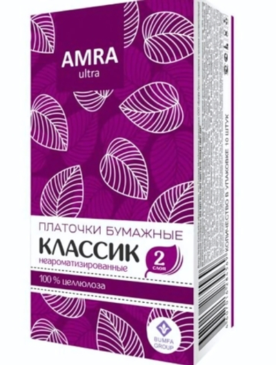 Платочки носовые бумажные Amra неароматизированные 10шт.
