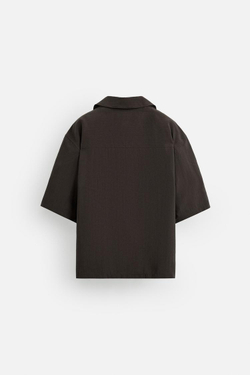 ZARA РУБАШКА RELAXED FIT ИЗ СТРУЯЩЕЙСЯ ТКАНИ, ШОКОЛАДНЫЙ